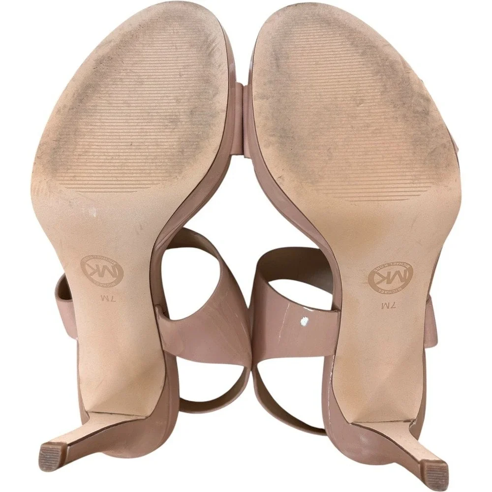 MICHAEL Michael Kors Claudia Patent Leather Ankle Strap Platform Heels Blush 7M